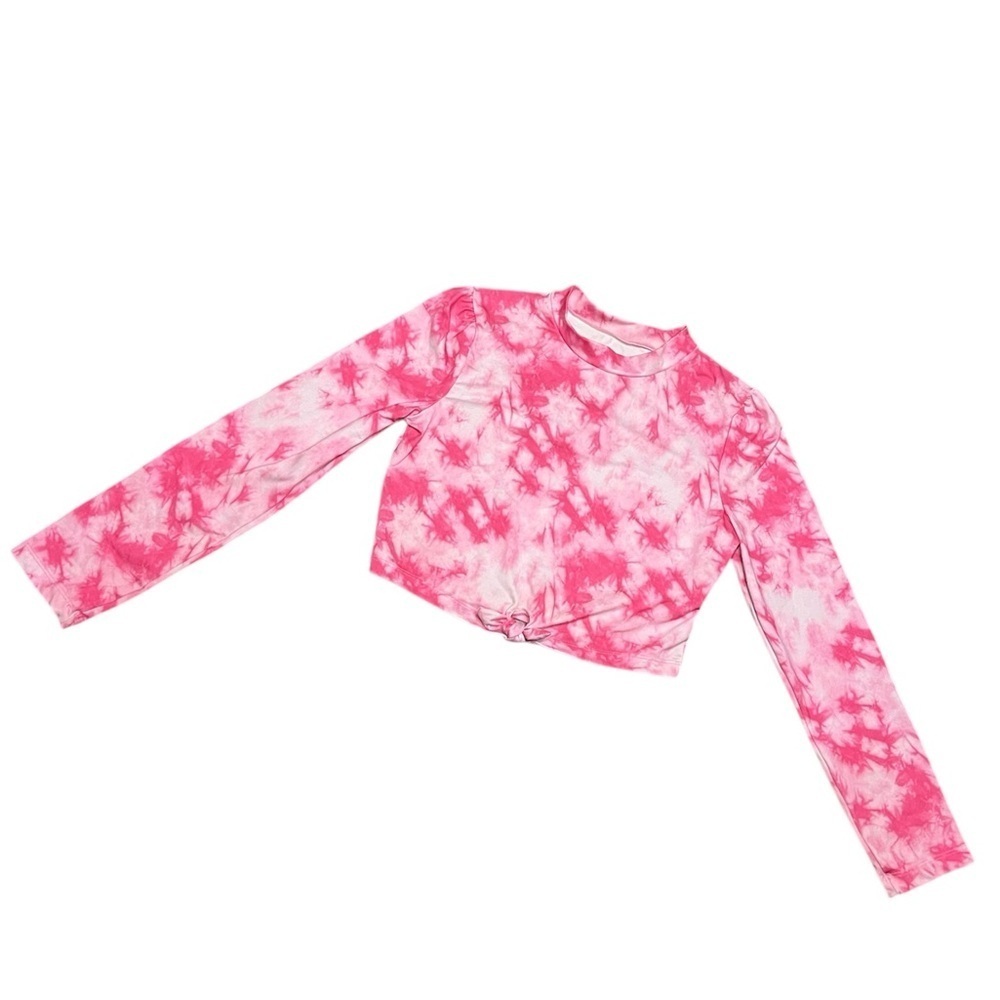 More Than Magic pink Tie-Dye Swim Top rash guard